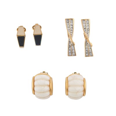 Lot 303 - Givenchy, three pair of clip-on earrings, to...