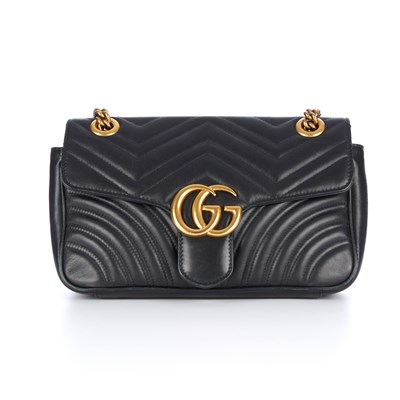 Lot 306 - Gucci, a black leather Marmont handbag,...
