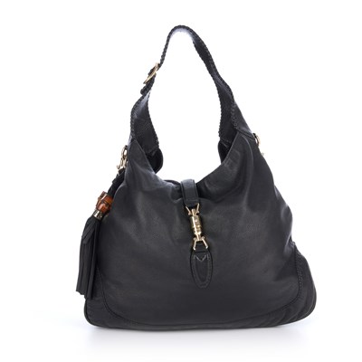 Lot 312 - Gucci, a large black leather Jackie hobo...