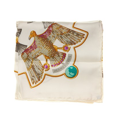 Lot 326 - Hermes, an Egyptian Scarab scarf, designed by...