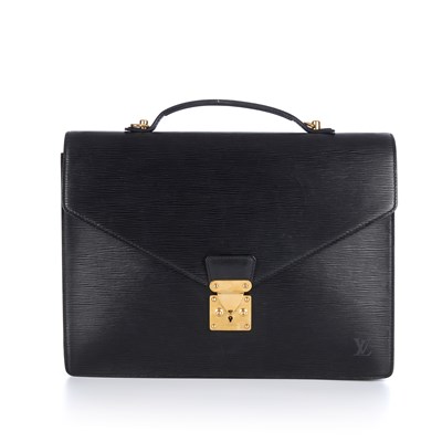 Lot 363 - Louis Vuitton, a black epi briefcase, crafted...